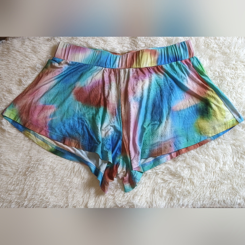 CITRUS Shorts Women's Tie Dye Sz L Blue/Red/Green